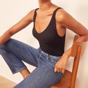 Reformation Rosie Black Ribbed Tank